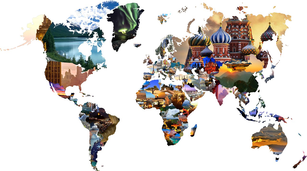 Тур три страны. География коллаж. Международный туризм. Карта путешествий по миру.